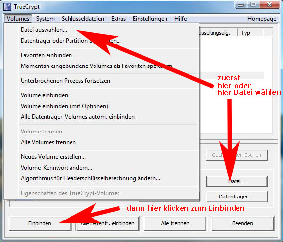 TrueCrypt-Dateiauswahl